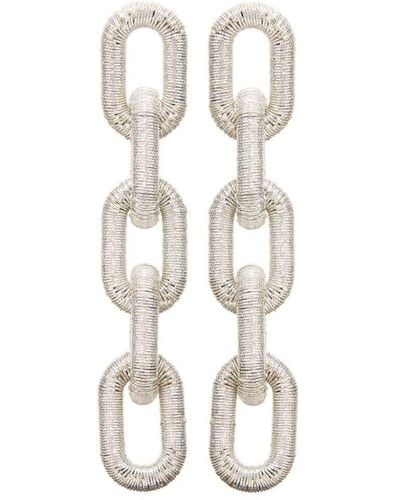 Oscar de la Renta Coil Vertical Chain-link Earrings - White