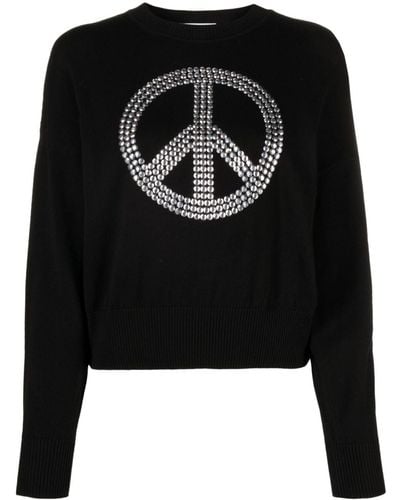Moschino Jeans Peace-sign Cotton Sweater - Black