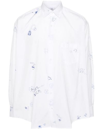 Vetements Graphic-print Cotton Shirt - White