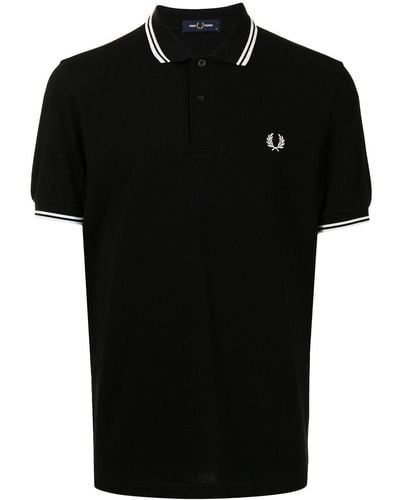 Fred Perry Twin Tipped Cotton Polo Shirt - Black
