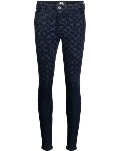 Karl Lagerfeld Jeans skinny con monogramma - Blu
