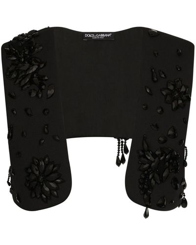 Dolce & Gabbana Crystal-embellished Crop Waistcoat - Black