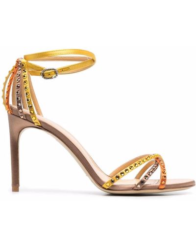 Giannico Crystal-embellished Leather Sandals - Multicolour