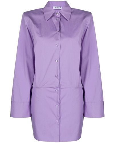 The Attico Margot Cotton Shirt Dress - Purple