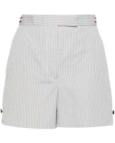 Thom Browne Striped Seersucker Shorts - White