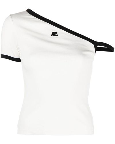 Courreges Camiseta asimétrica - Blanco