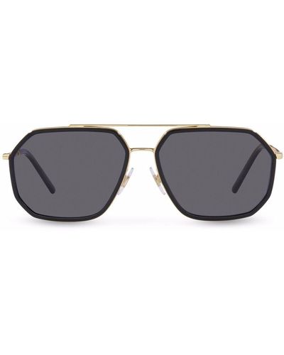 Dolce & Gabbana Double-bridge Pilot-frame Sunglasses - Black