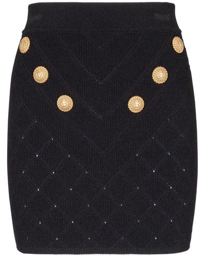 Balmain Minifalda de punto fino 6-Button - Azul