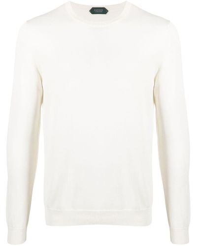 Zanone Crew-neck Knitted Sweater - White
