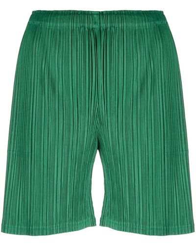 Pleats Please Issey Miyake High-waist Pleated Shorts - Green