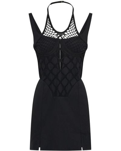 Dion Lee Fishnet Wire Corset Minidress - Black
