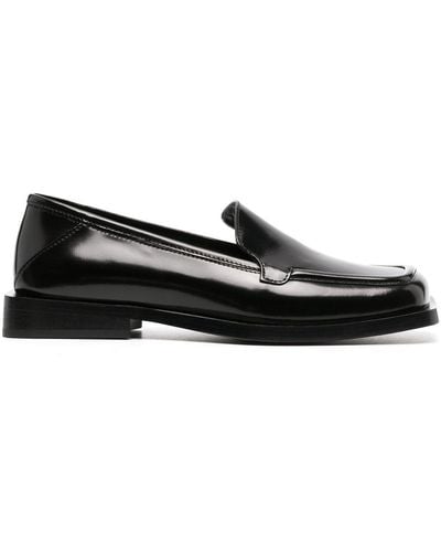 The Attico Micol Asymmetric-toe Leather Loafers - Black