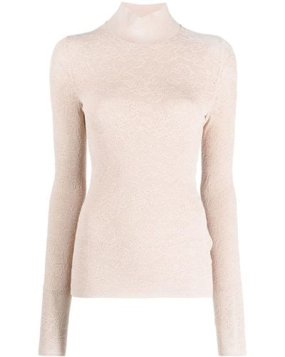 Fendi Semi-sheer Floral-embroidered Sweater - Pink