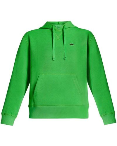 Lacoste Logo-embroidered Cotton Hoodie - Green