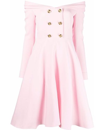 Giambattista Valli Off-shoulder Button-detail Dress - Pink