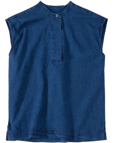 Closed Linen And Cotton Blend Sleeveless Blouse - Blue
