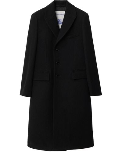 Burberry Manteau en laine à simple boutonnage - Noir