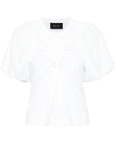 Simone Rocha Popeline-Bluse mit Schleifenverzierung - Weiß
