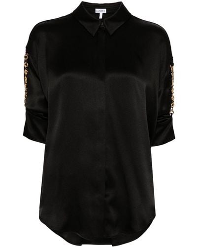 Loewe Short-sleeve Silk Shirt - Black