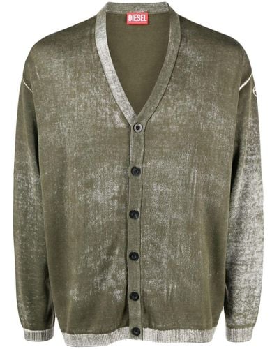 DIESEL V-neck Cotton Cardigan - Green