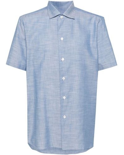 Brioni Chambray Katoenen Overhemd - Blauw