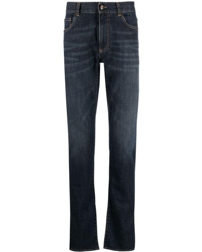 Canali Low-rise Straight-leg Jeans - Blue