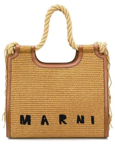 Marni Sac cabas Marcel Summer en raphia - Marron