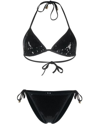 Balmain B Sequinned Triangle Bikini - Black
