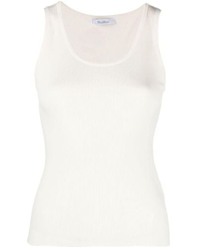 Max Mara Ribbed-knit Cotton Tank Top - White