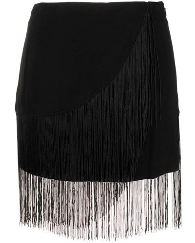 Twin Set Fringed Wrap Miniskirt - Black