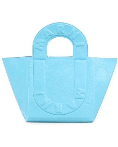 Marni Medium Sweedy Leather Tote Bag - Blue