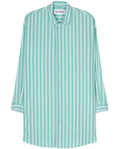 Sunnei Striped Poplin Shirt - Blue