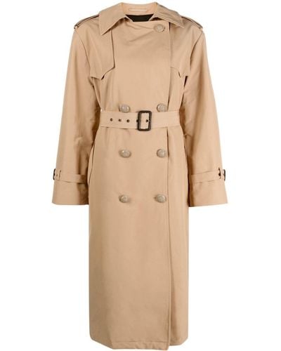 MSGM Double-breasted Belted Trench Coat - Natural