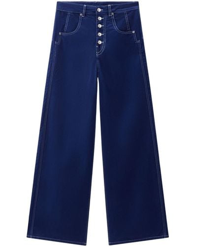 Woolrich Stückgefärbte Wide-Leg-Hose - Blau