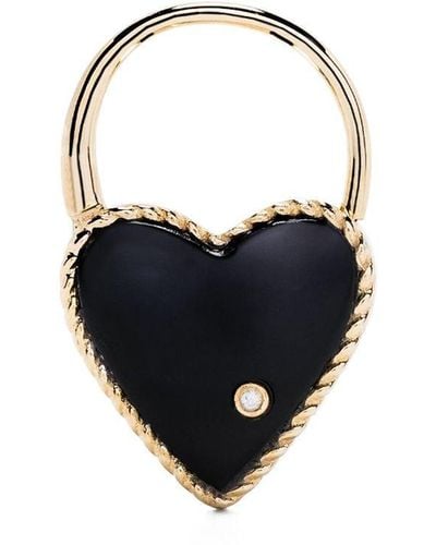 Yvonne Léon Creole Cadenas Coeur Diamond Earring - Blue