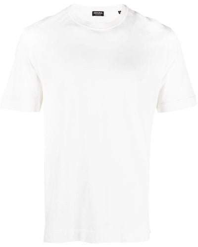 Zegna T-Shirt mit Logo-Patch - Weiß