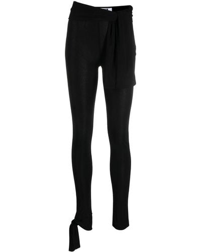 MSGM Semi-sheer Tied-waist leggings - Black