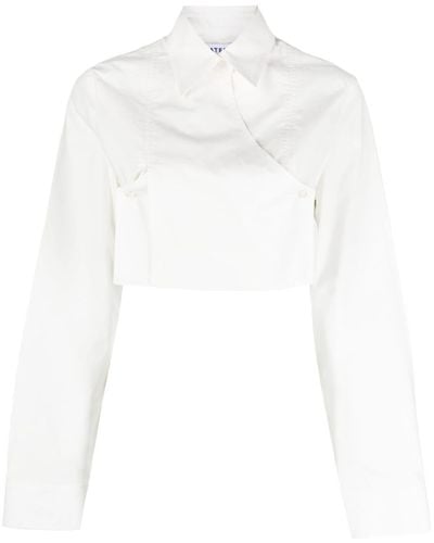 Matériel Cropped Double-breasted Shirt - White