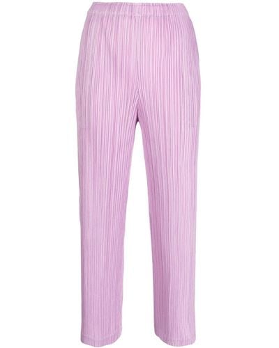 Pleats Please Issey Miyake Pleated Cropped Trousers - Pink