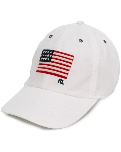 Polo Ralph Lauren Gorra de béisbol con bandera de EEUU - Blanco