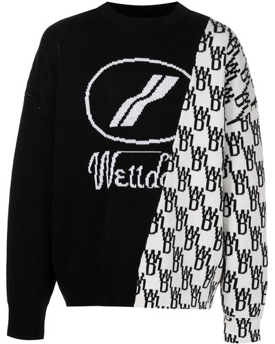 we11done Contrast Monogram Sweater - Black