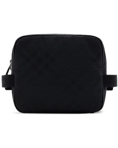 Burberry Check-pattern Jacquard Wash Bag - Black