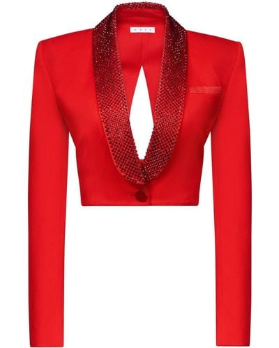 Area Crystal-embellished Cropped Blazer - Red