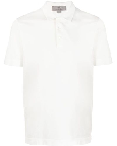 Canali Gestricktes Poloshirt - Weiß