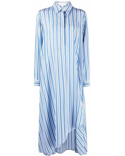 Michael Kors Striped Silk Shirt Dress - Blue