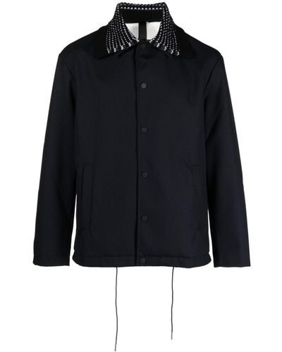 Low Brand Contrast-collar Button-up Jacket - Black