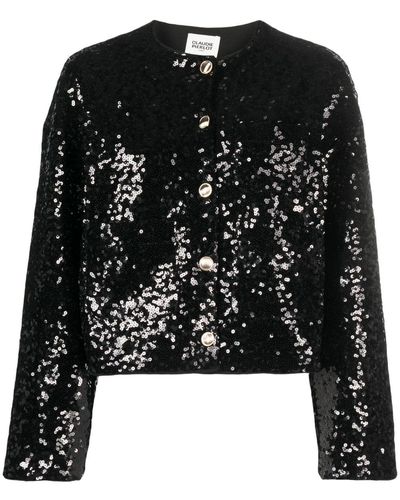 Claudie Pierlot Sequin-embellished Cropped Jacket - Black