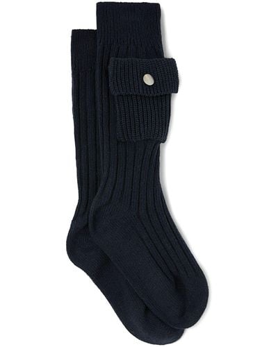 Jil Sander Gerippte Socken mit Pattentasche - Blau