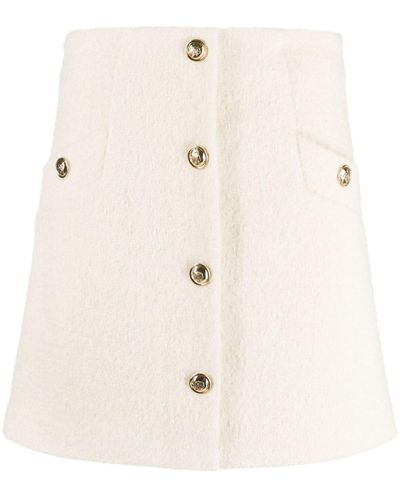 Sandro Button-embellished Bouclé Miniskirt - Natural