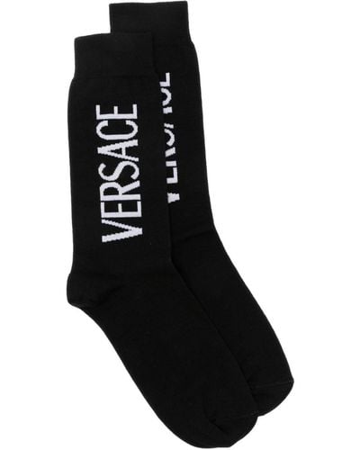 Versace Logo-intarsia Socks - Black